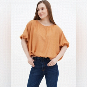 Oltre Made In Italy Ginger/Light Brown 3/4 Sleeve Flowy Blouse Size L